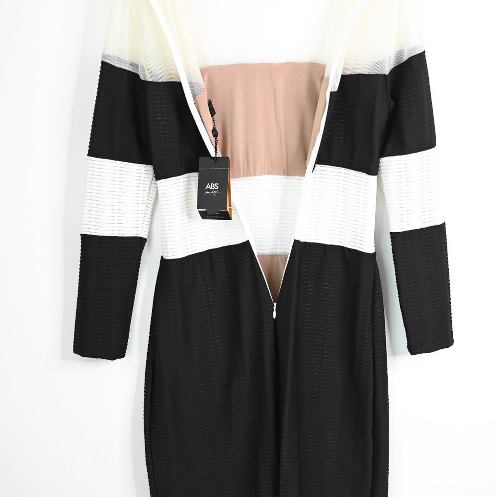 ABS Allen Schwartz Black and White Long Sleeve Dress - NWT - Size Medium - Picture 10 of 14